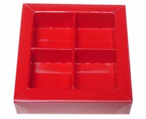 Windowbox 66x66x19mm 4 division rouge laque 
